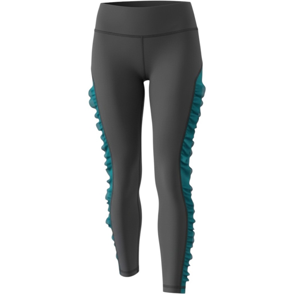 MICHI Black Teal Blue Mesh Ruffle Leggings Womens XS Activewear Athleisure